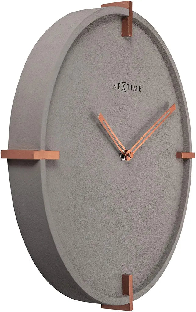  NeXtime Wanduhr NX3515 Mohawk Wall, Lautlos, Rund, ø 32cm, Grau, Beton, Rosegold