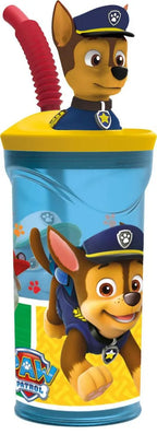  P:os Trinkbecher Paw Patrol Mit Strohhalm Und 3D Figur 360ml, Bunt