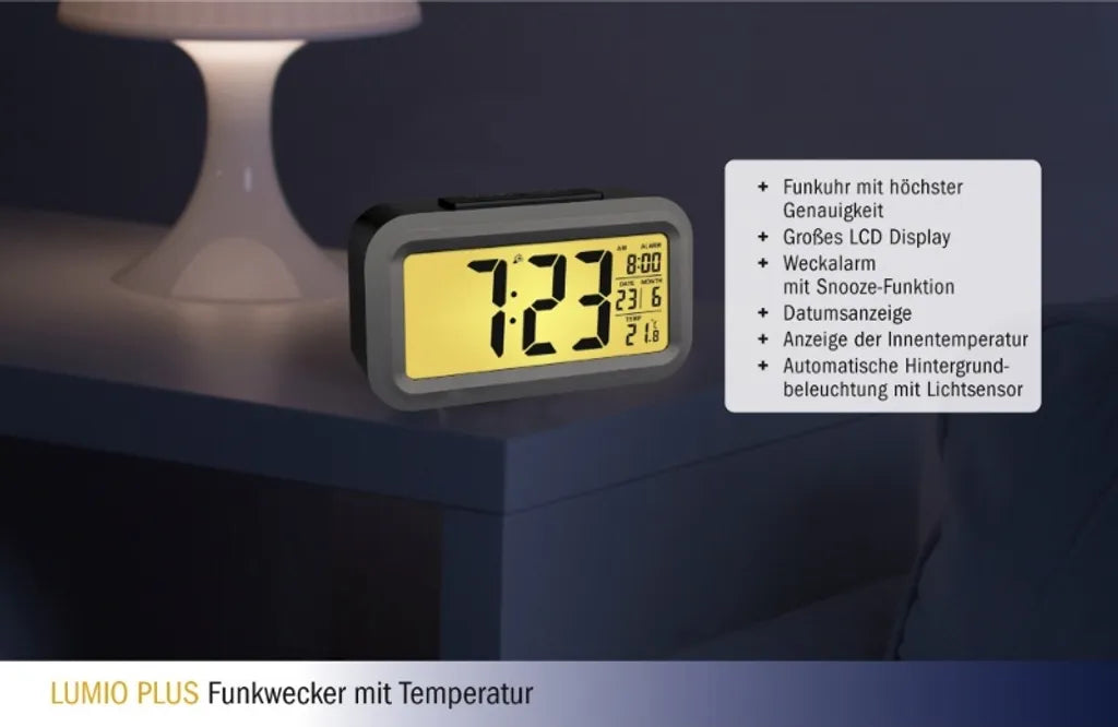  TFA Dostmann Lumio . Radiowecker, Kunststoff, Schwarz