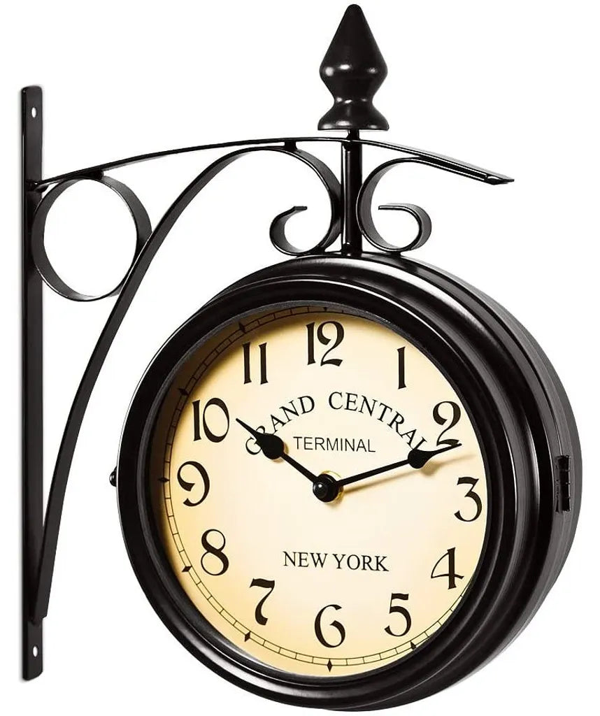 Wanduhr Schmiedeeisen Gartenuhr Bahnhofsuhr 2-seitig Handgefertigt Grand Central Terminal New York