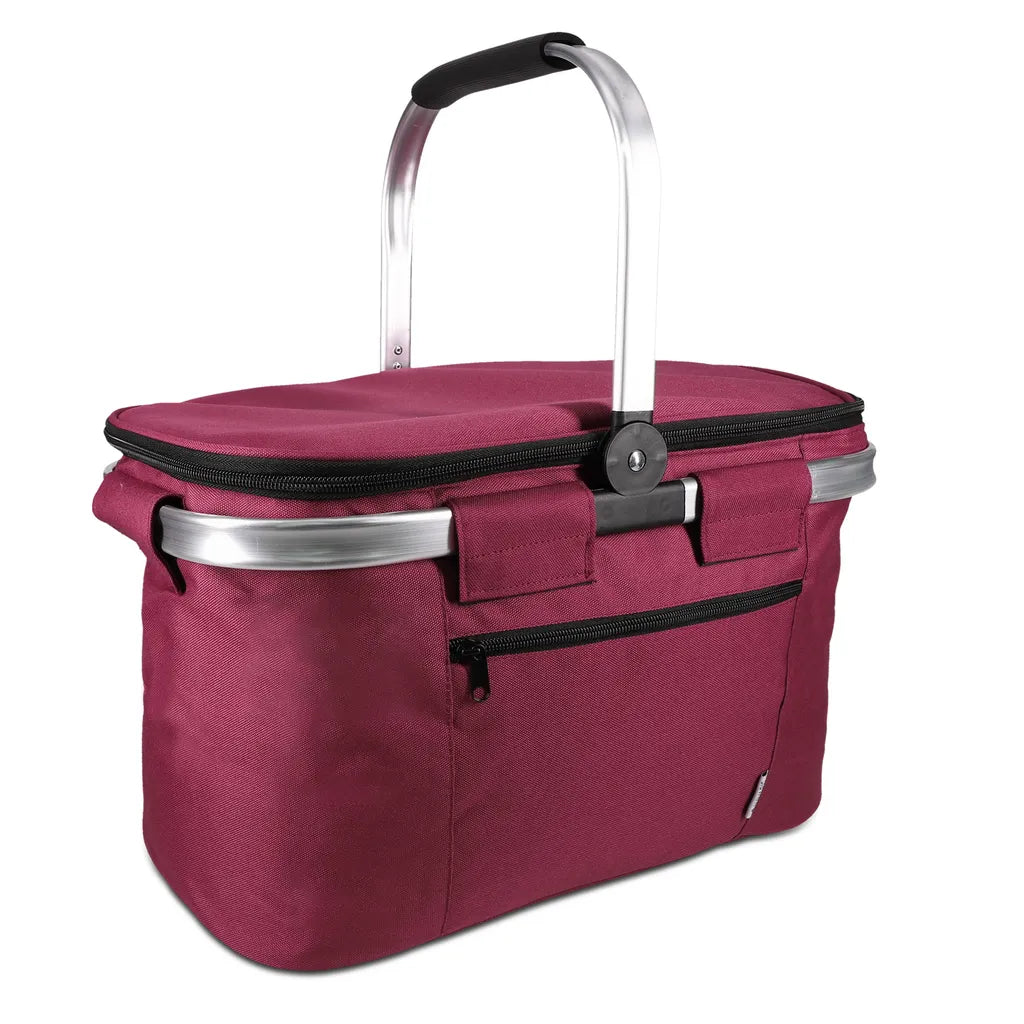  Navaris Thermo Einkaufskorb Kühltasche Faltbar - 27L Kühlkorb Picknickkorb Isolier Korb - 43x26cm Einkaufstasche Coolerbag Auslaufsicher In Rot