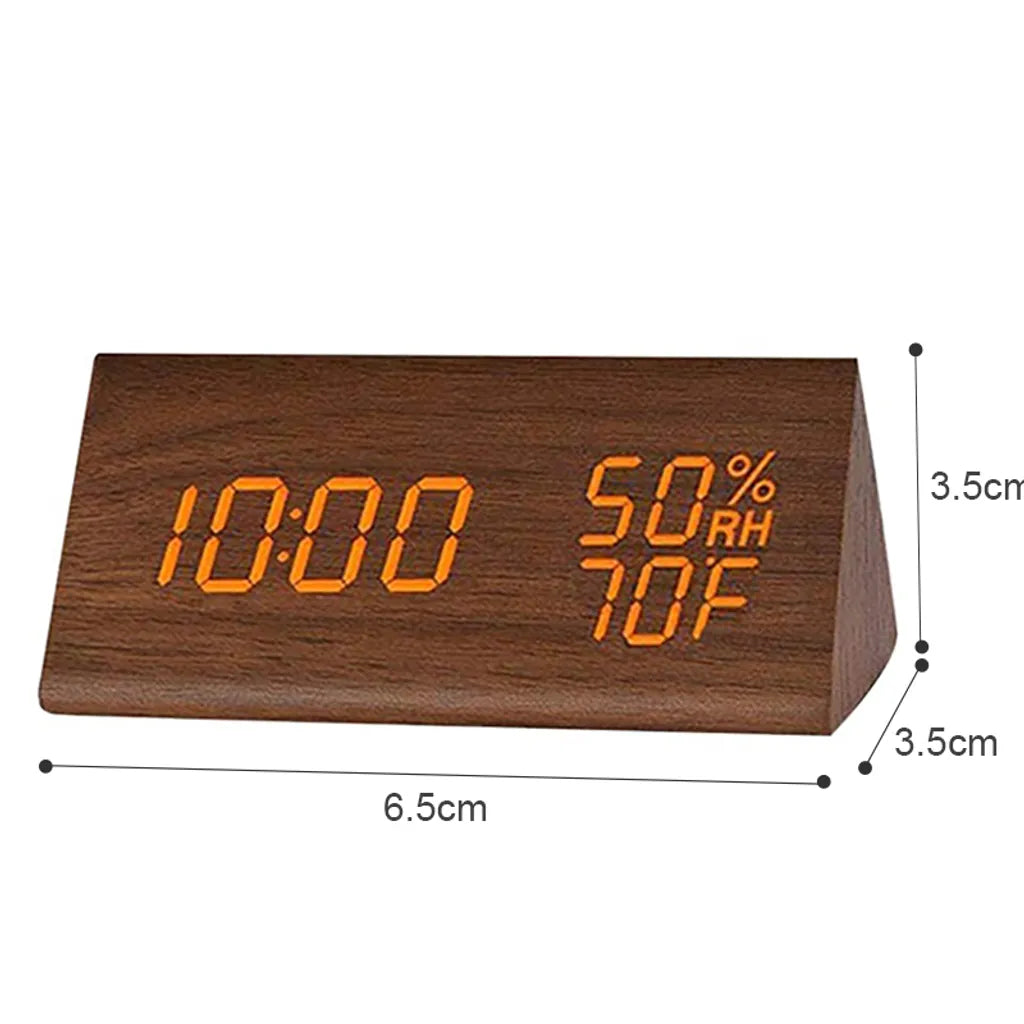  Wecker Digitaler LED Wecker Uhr Holz,mit Sprachsteuerung/Datum/Temperatur Und Luftfeuchtigkeit, Braun