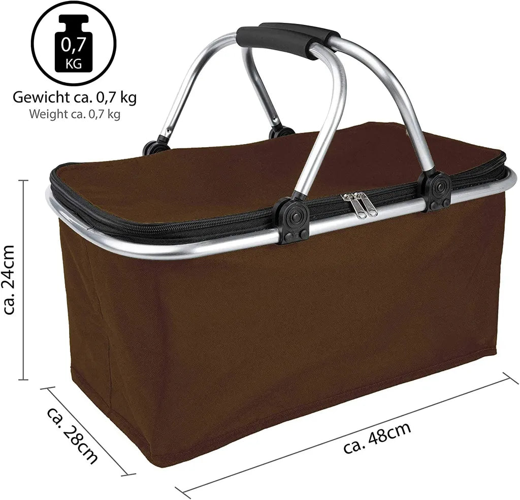  ONVAYA® Einkaufskorb Mit Kühlfunktion | Braun | 2er Set | Mit Deckel