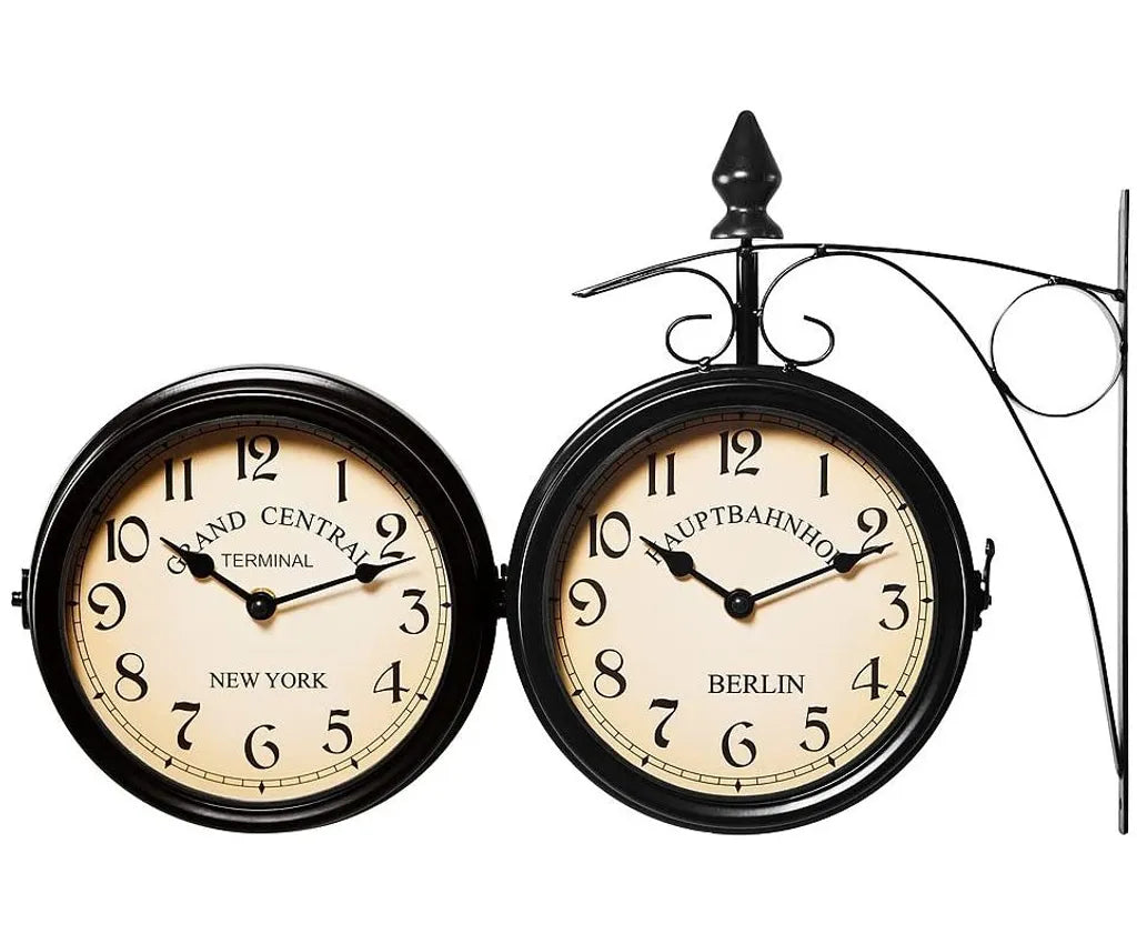  Wanduhr Schmiedeeisen Gartenuhr Bahnhofsuhr 2-seitig Handgefertigt Grand Central Terminal New York