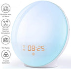  Lichtwecker LED Wake Up Light, Wecker Mit Sonnenaufgangssimulation, Tageslichtwecker FM Radio Wecker Mit Licht 7 Farben, 7 Wecktöne Wecker Kinder Alarm Clock Digital Uhr Nachtlicht Nachttischlampe [Energieklasse A++]