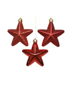  Bruchfeste Weihnachtsanhänger Stern Christmas Red Rot Ø 7,5 Cm Aus Kunststoff - 6er Set