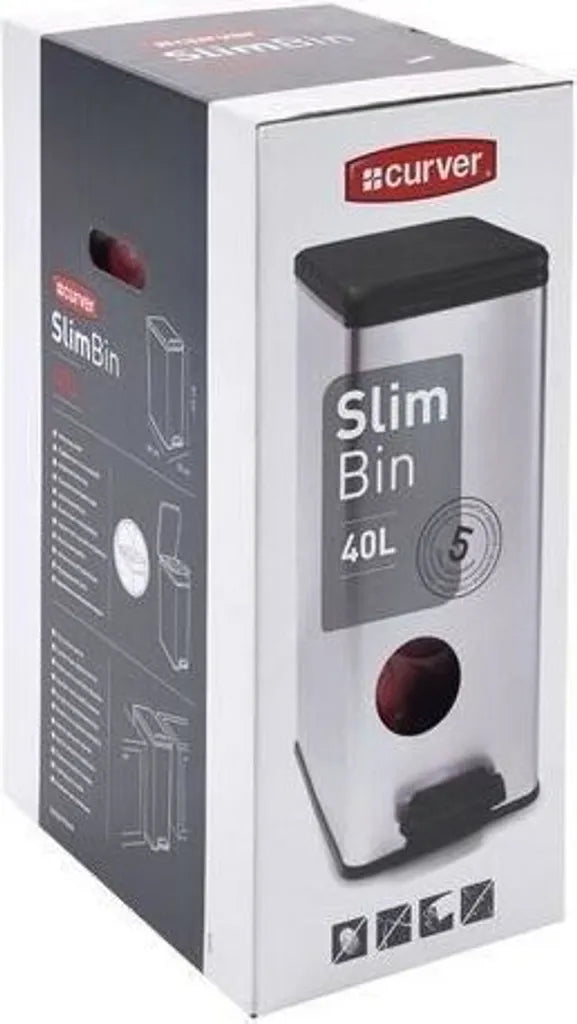  Curver Tretmülleimer Deco Schmal 40L Silbern