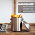  Komposteimer Küchen-Kompostbehälter VeoHome Mit Aktivkohlefilter (5L) - Rostfreier Edelstahl, 100% Luftdicht, Um Geruch Aus Organischen Lebensmittelresten Zu Hause
