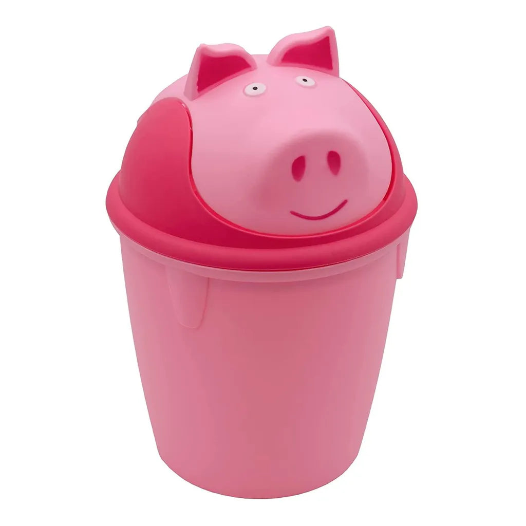  6 Liter Eimer Tiere Für Kinder Abfalleimer, Mülleimer, Papierkorb Schwingdeckel, Müllsackständer, Abfallbehälter, Kosmetikeimer, Kunststoff (H X Ø) Ca. 34 X 23 Cm (Pink-Schwein)