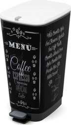  KIS Pedal Kitchen Abfalleimer 50L CHIC Black Motiv Coffee Menu
