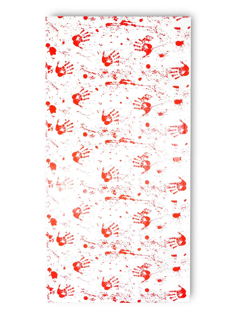  Halloween Deko Folie Mit Blutflecken Und Blutigen Händeabdrücken | Halloween Tischdecke / Wanddeko | 270x130cm