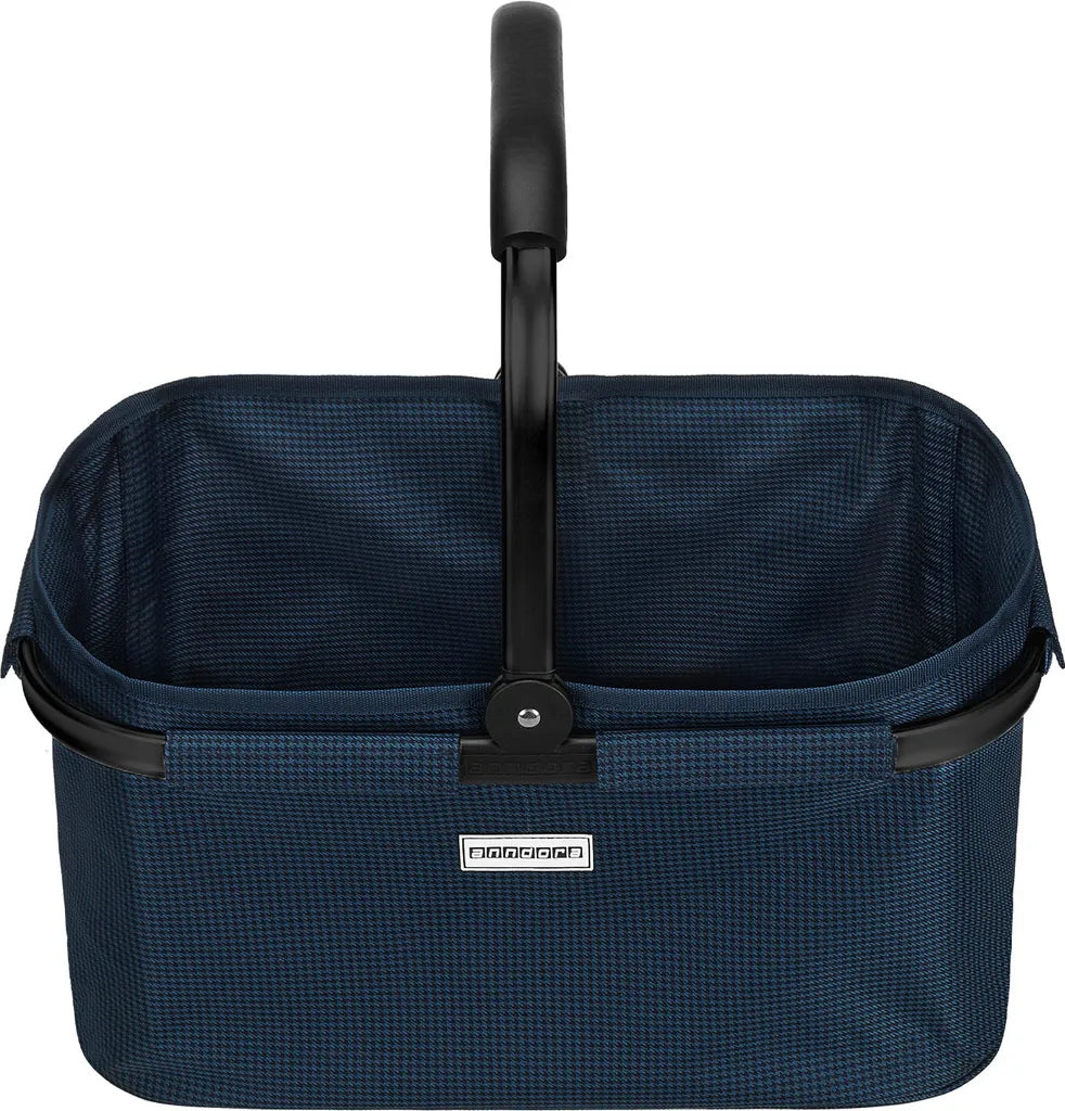  Anndora Einkaufskorb - Henkelkorb Blau Hahnentritt48 Cm Breit - Hahnentritt