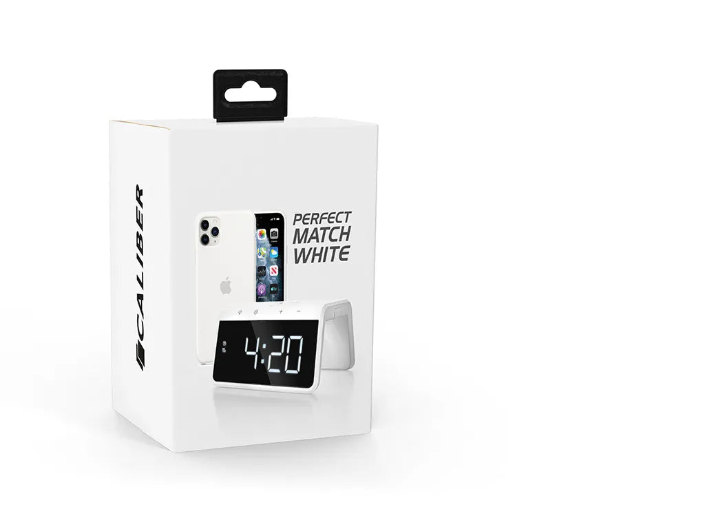  Caliber HCG019QI-WA - Digitaler Wecker Mit Drahtlosem Ladegerät - Weiß