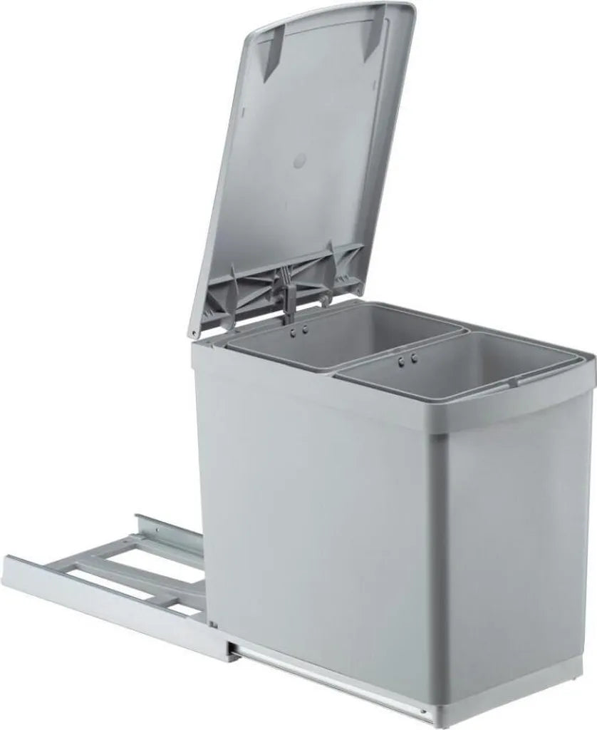  WESCO Einbau-Abfallsammler Traditionline 30DT - Alugrau/ Silber, 2x 7,5 Liter