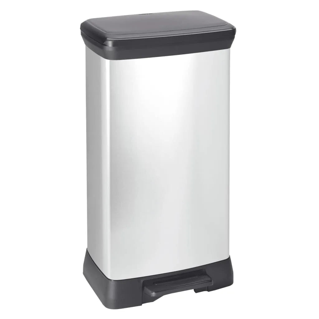  Curver Duo Tretmülleimer Deco 23L+23L Silbern