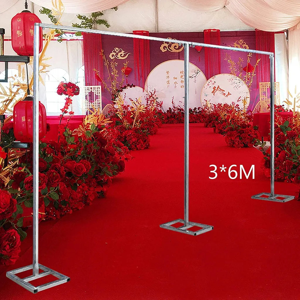  6X3m Blumenbogen Metall Hochzeit Hintergrund Stand Rechteck Bogen Rahmen Party Blumendekor Silber