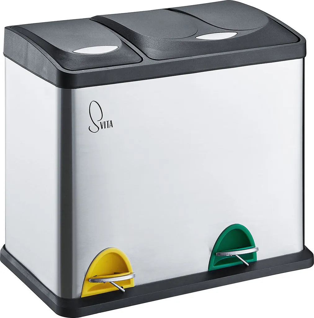 SVITA TC2 Combo26 Papierkorb Mülleimer Mülltrennung Edelstahl 8L+18L Silber