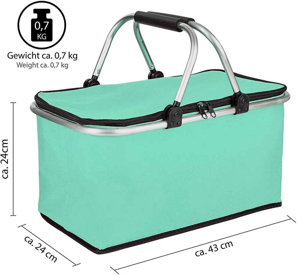  ONVAYA® Einkaufskorb Faltbar Mit Kühlfunktion | Mint | Faltkorb Mit Deckel | Isolierkorb | Einkaufstasche | Klappkorb | Thermokorb Klappbar