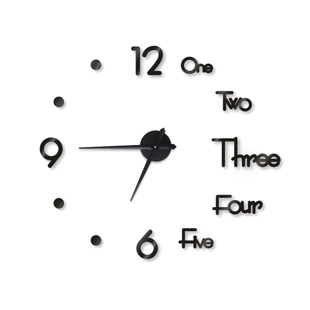  20Zoll 3D Wanduhr DIY Acryl Aufkleber Stille Uhr Wanduhren Wandtattoos Heim Büro Dekoration（Schwarz）
