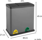  SVITA TC2Combo35 Mülleimer Grau Stahl Abfalleimer Mülltrennung (12l + 23l) Papierkorb