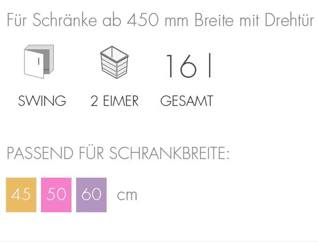  Hailo Mülleimer Küche, Einbau Ab 45 Cm Schrank, 2-fach Mülltrennung