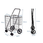  COSTWAY Klappbarer Einkaufstrolley, 40kg, 100L+22L, Einkaufswagen Mit Universalrädern, Rollwagen Mit 2 Körben, Tragbarer Handwagen, Allzweckwagen Für Wäsche, Einkaufen, Gepäck (Schwarz)
