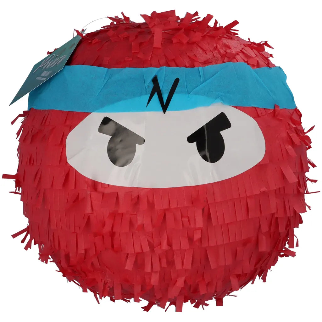  Pinata Set Ninja Mit Schlag Stock Und Brille Maske Zum Aufhängen Und Befüllen Rot Party Deko Geburtstag Kinder 30x30x30 Cm