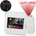  Wecker Mit Projektion, LED Digital Projektionswecker USB Aufladbar Wecker/Taktgeber Temperaturanzeige/Hygrometer/Uhrzeit & Datumsanzeige/LCD Displaybeleuchtung/LED Backlight/Snooze (Weiß)