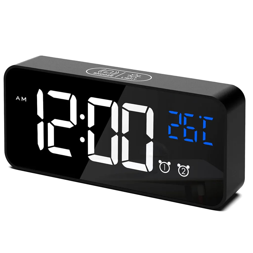  LED Digitaler Wecker Mit Drehfuß, LED-Display, Große Ziffern Anzahl Für Alte, Große Runde Taste, Dimmer Helligkeit, Einstellbare Lautstärke, Schlummerfunktion, Steckdose, Batterie-Backup, Schwarz,Black