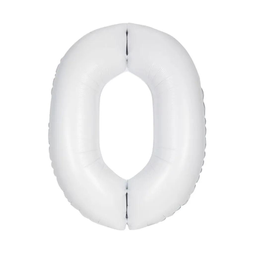 Unique XL Folienballon Weiss Zahl 0