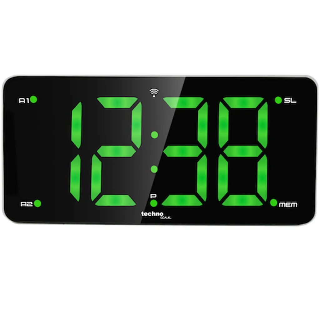  Technoline WT 486 Schwarz-Silber, Radiowecker, Funk, LED Ziffern, Sleep-Timer