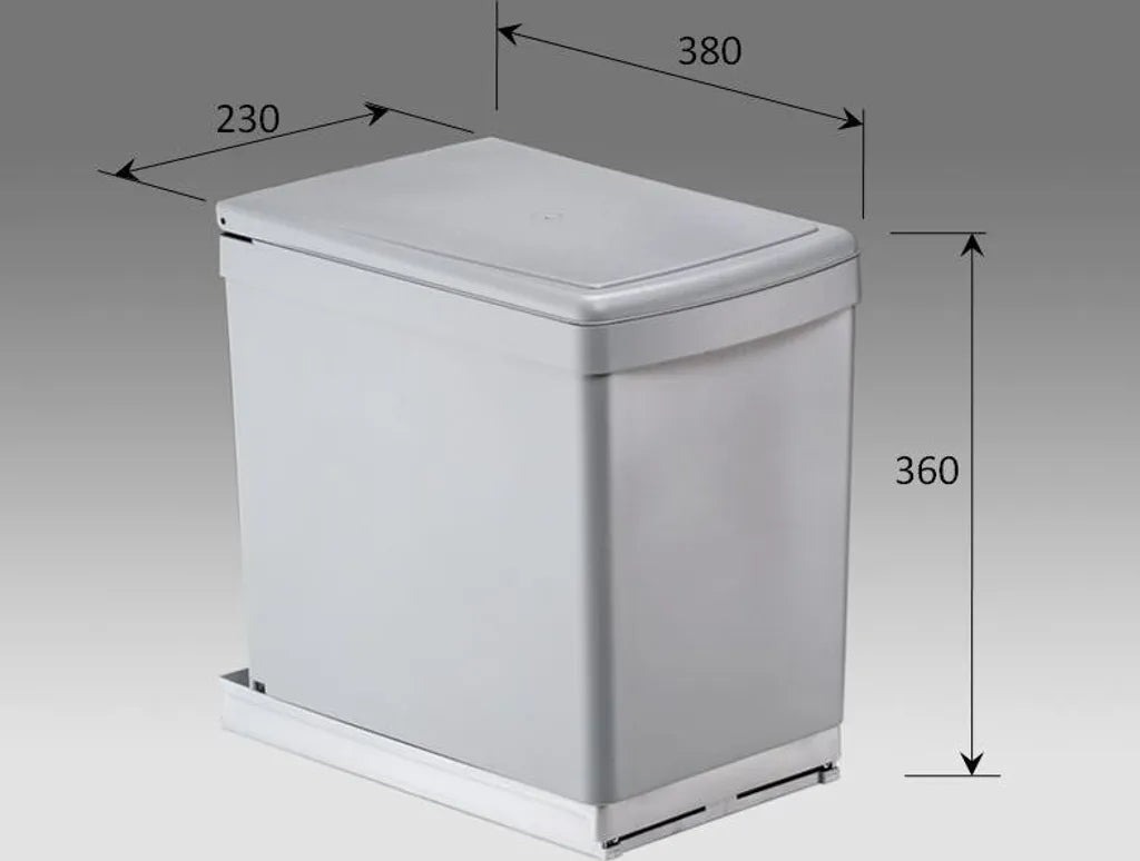  WESCO Einbau-Abfallsammler 30DT - 16 Liter, Hinter Drehtüren, Alugrau