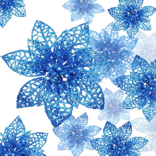  24 Stücke Glitter Weihnachtsstern Künstliche Weihnachtsstern Künstliche Blume Weihnachtsbaumschmuck Ornamente