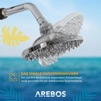  AREBOS Solardusche 40 Liter, Inklusive Abdeckhaube, Mit Integriertem Thermometer, Mit Fußdusche, Mit Gartenschlauch-Anschluss, Silber-Schwarz