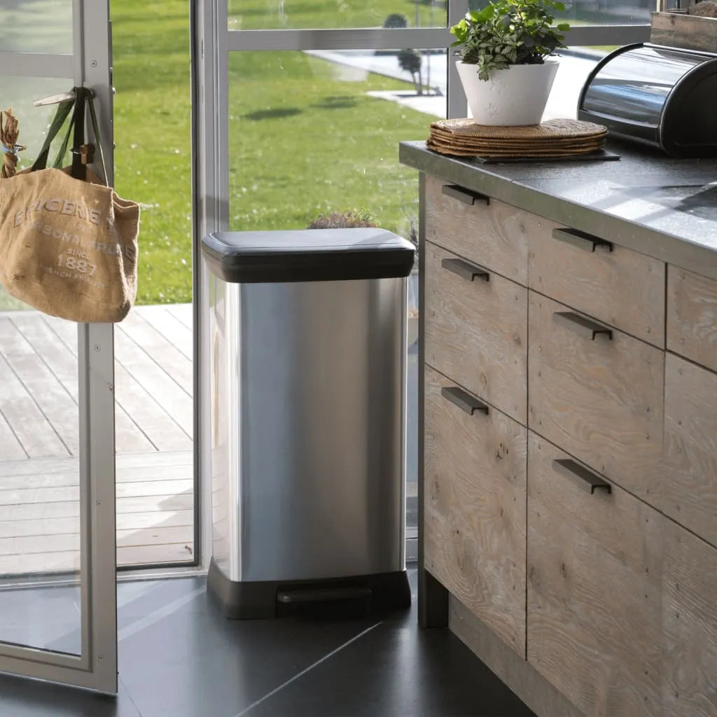  Curver Duo Tretmülleimer Deco 23L+23L Silbern