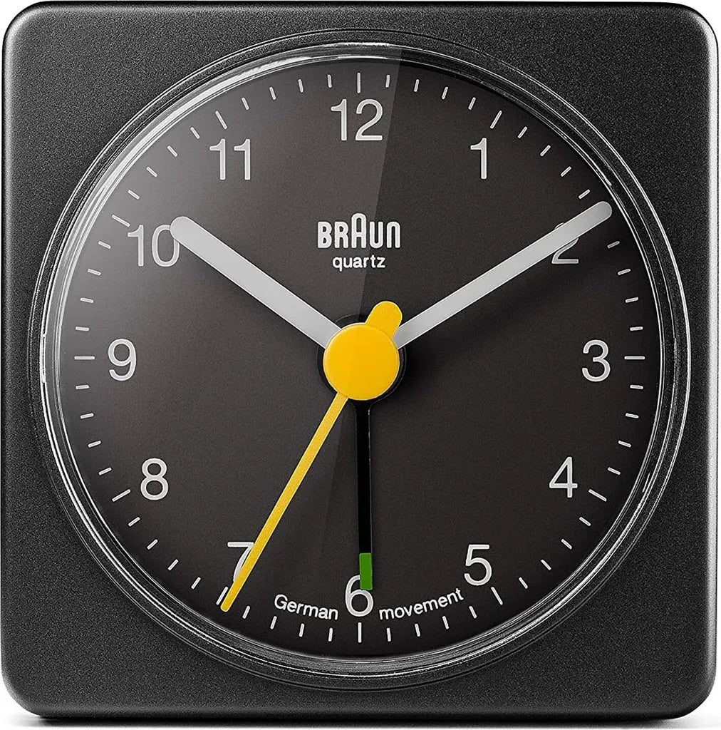  Braun BC02XB, Quarzwecker, Rechteck, Schwarz, Analog, Akku, AA