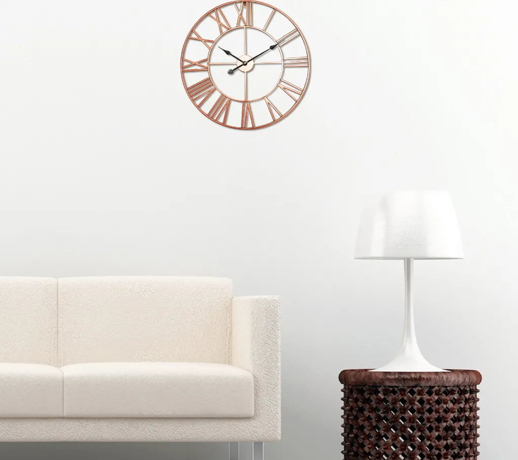  Antic By Casa Chic - Große Metall Wanduhr Mit Quarz Uhrwerk - 60 Cm Durchmesser - Rosegold