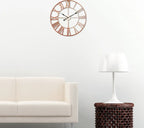  Antic By Casa Chic - Große Metall Wanduhr Mit Quarz Uhrwerk - 60 Cm Durchmesser - Rosegold