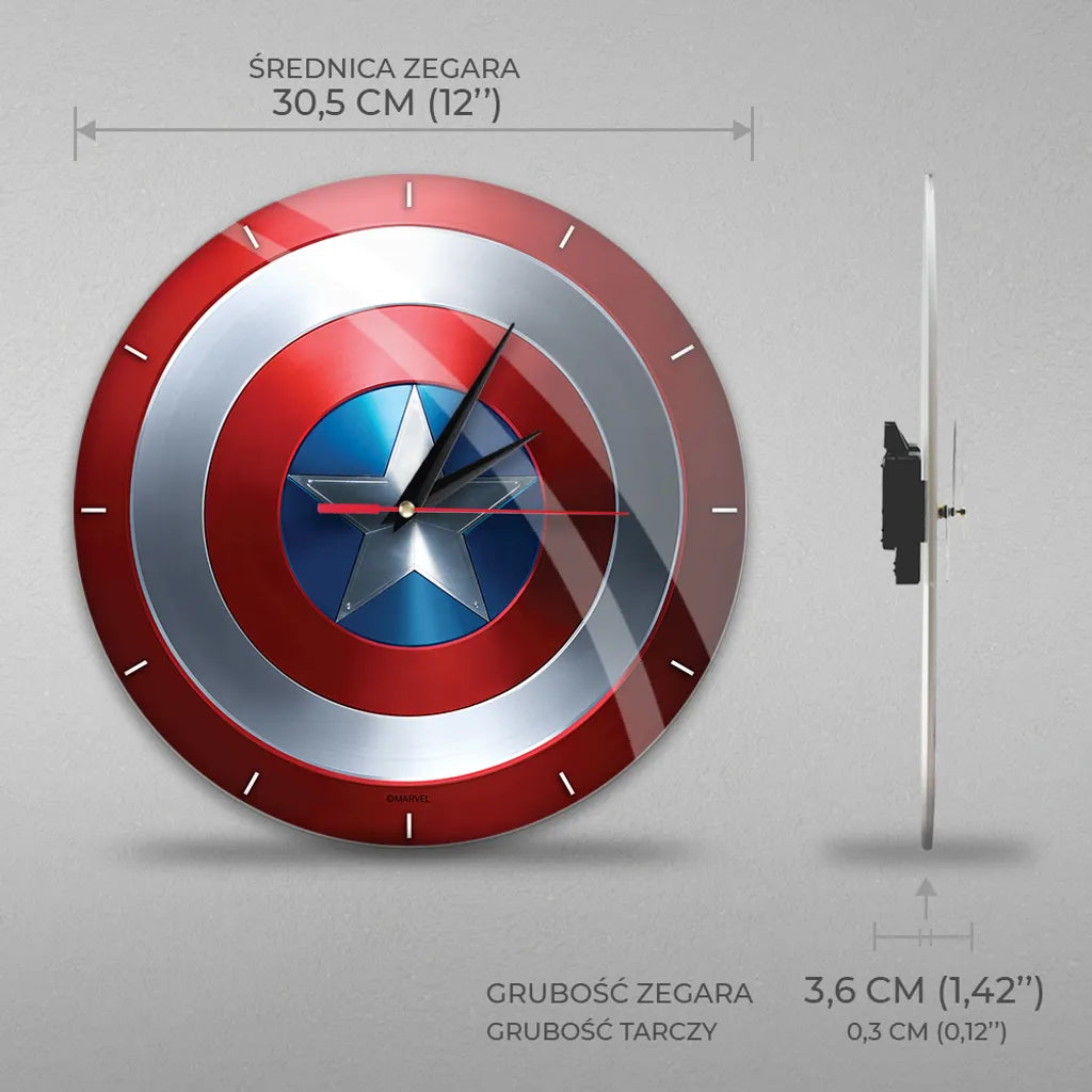  Wanduhr Glänzend - Captain America Marvel Red