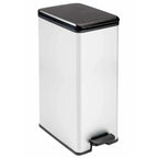  CURVER_DECO SLIM BIN Abfalleimer 40L Mit Fußpedal Silber Metallic_240640