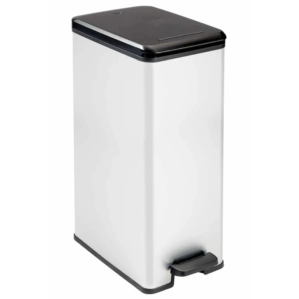  CURVER_DECO SLIM BIN Abfalleimer 40L Mit Fußpedal Silber Metallic_240640