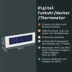  Fackelmann Digitale Funkuhr Mit Wecker Tecno, Digitaluhr Mit Temperaturanzeige, Funkwecker Mit USB-Anschluss, Hochwertiger Digitalwecker, Uhr Mit Thermo-Hygrometer (Farbe: Weiß)