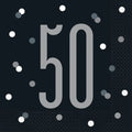 Unique 16 Servietten Schwarz & Silber Zahl 50