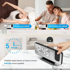  Projektionswecker, Led Digital Wecker Mit Projektion 180 °, Radiowecker Mit USB-Anschluss Großem LED-Anzeige Snooze Dual-Alarm, 4 Projektionshelligkeit Mit Automatischem Dimmer, 32FM Radio