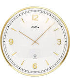  AMS 5609 Wanduhr Funk Funkwanduhr Analog Golden Rund
