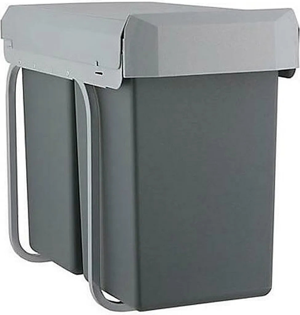 Wesco Einbau-Abfallsammler Double Boy - 30 Liter (2x15 Liter), Silber/anthrazit, Ab 30er Schrankbreite