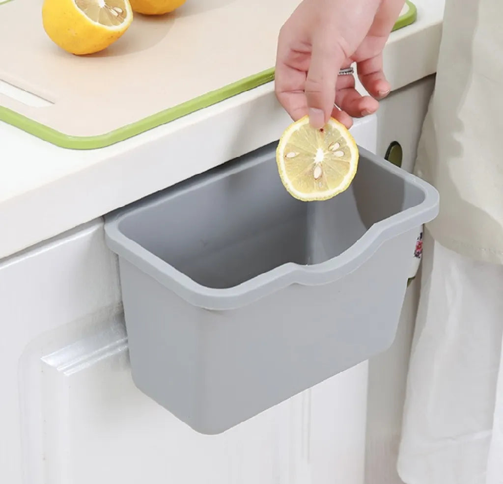  Hänge Eimer Für Die Schranktür [20,3x13,5x12,5cm] Mülleimer Hängend | Abfalleimer FürMüll | Abfallsammler Für Die Küche | Abfall Korb Zum Einhängen | Auch Für Auto, Wohnmobil, LKW Geeignet [grau]
