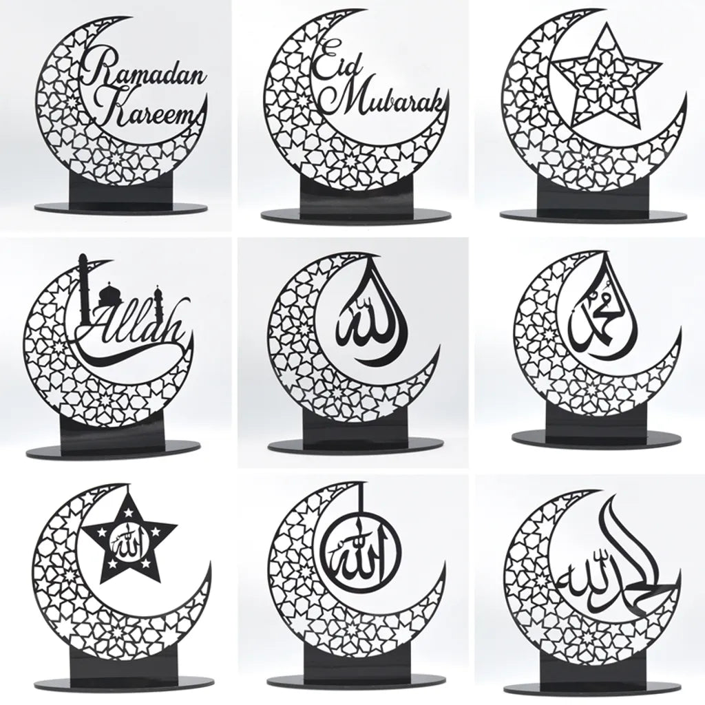  Ramadan Eid Mubarak, Dekorationen Eid Mubarak Acryl Ornamente Mond Sterne Muslim Festival Ramadan Dekorationen, Schwarz