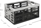  5-er Set - KLAPPBOX - Silber-Anthrazit - Faltbox Lagerbox Einkaufsbox 45 Liter 4 Griffe Aufbewahrungsbox Kunststoff Soft-Touch Softgriff Faltbox Set Klappbox Set NEU