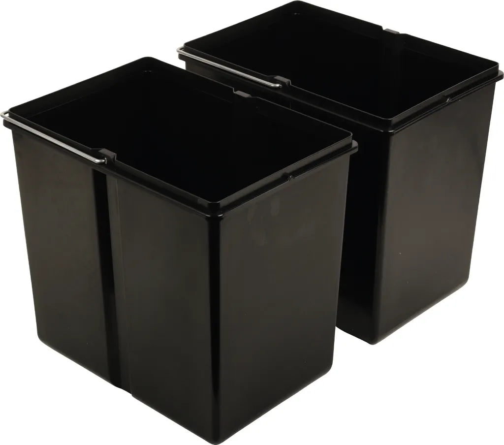  Wesco Niedriger Mülleimer Küche Ausziehbar | 2 X 15 L Einbaumülleimer Mit Schienengestell | Abfallsystem | Abfallsammler | Trennsystem | Bodenmontage | Kunststoff Schwarz | 28015 0